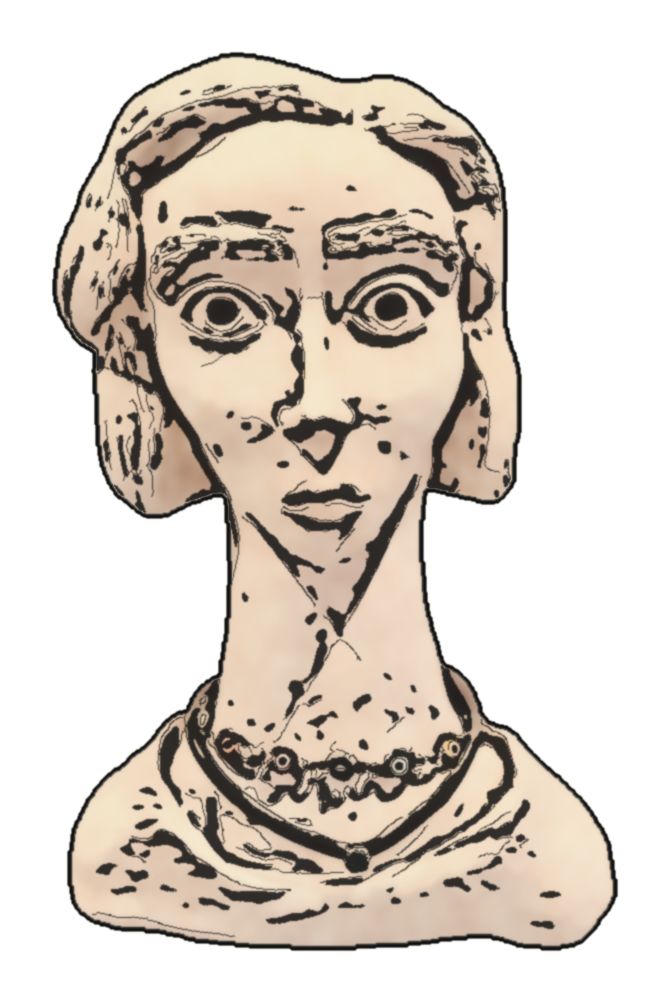 Ink drawing of Megan's bust with necklace